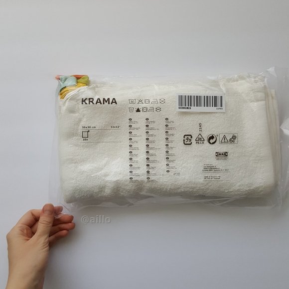 IKEA KRAMA Washcloth, white 12x12 " - Picture 4 of 15